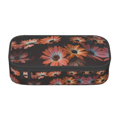 Zhuanyun Aufbewahrungstasche mit großer Kapazität, Bürobedarf, orangefarbene Chrysanthemen-Make-up-Tasche, Schreibtisch-Organizer mit stilvollem von Zhuanyun