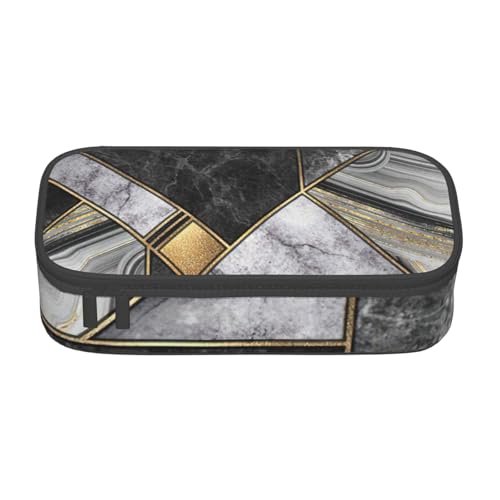 Zhuanyun Aufbewahrungstasche mit großer Kapazität, Bürobedarf, schwarze Marmorstruktur, goldfarbene Make-up-Tasche, Schreibtisch-Organizer mit stilvollem von Zhuanyun