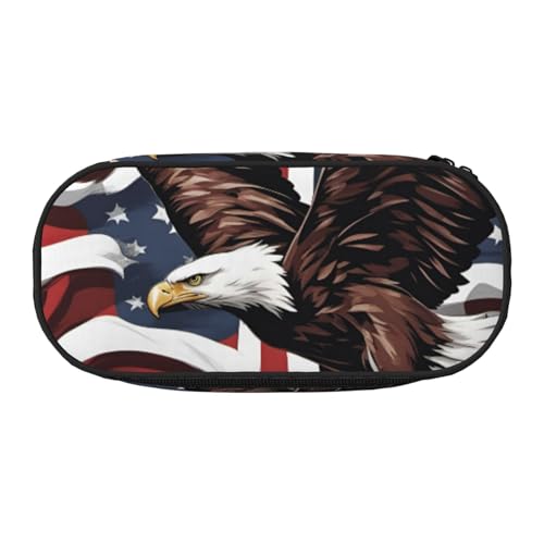Zhuanyun Federmäppchen mit Adler und USA-Flagge, mit Reißverschlussfach, Schreibwaren-Federmäppchen, Bürobedarf, Aufbewahrungsbox von Zhuanyun