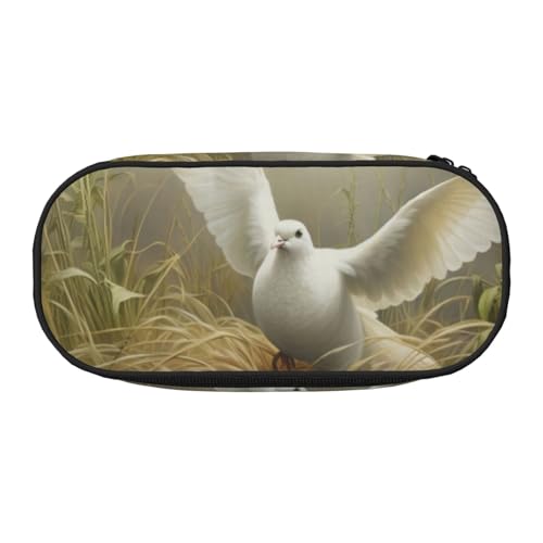 Zhuanyun Federmäppchen mit Gras- und Taubenmuster, mit Reißverschlussfach, Schreibwaren-Federmäppchen, Bürobedarf, Aufbewahrungsbox von Zhuanyun