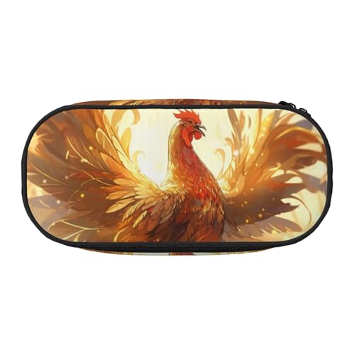 Zhuanyun Federmäppchen mit Hahn-Motiv, mit Reißverschlussfach, Schreibwaren-Federmäppchen, Bürobedarf, Aufbewahrungsbox von Zhuanyun
