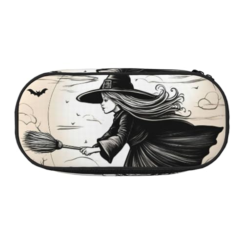 Zhuanyun Federmäppchen mit Halloween-Hexen-Motiv, mit Reißverschlussfach, Schreibwaren-Federmäppchen, Bürobedarf, Aufbewahrungsbox von Zhuanyun