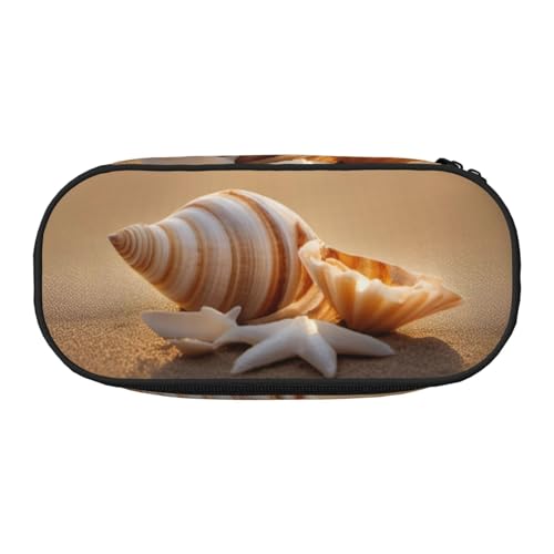 Zhuanyun Federmäppchen mit Muschel-Landschaft am Strand, mit Reißverschlussfach, Schreibwaren-Federmäppchen, Bürobedarf, Aufbewahrungsbox von Zhuanyun