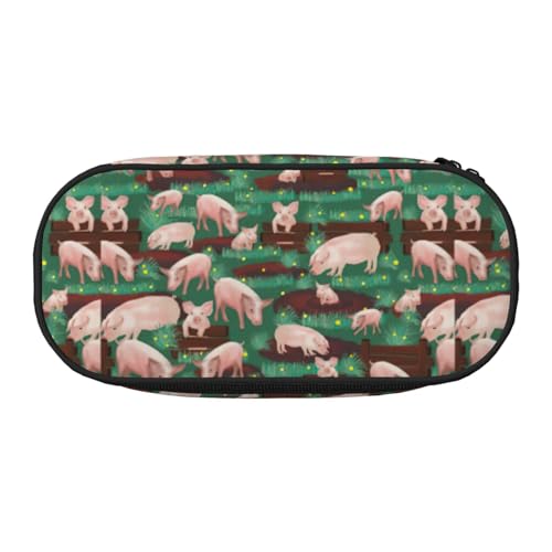 Zhuanyun Federmäppchen mit Schweine-Motiv im Bauernhof, mit Reißverschlussfach, Schreibwaren-Federmäppchen, Bürobedarf, Aufbewahrungsbox von Zhuanyun