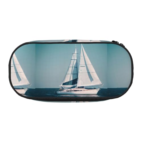 Zhuanyun Federmäppchen mit Segelboot, Schiff, Querformat, mit Reißverschlussfach, Schreibwaren-Federmäppchen, Bürobedarf, Aufbewahrungsbox von Zhuanyun