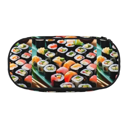 Zhuanyun Federmäppchen mit Sushi-Aufdruck und Reißverschlussfach, Schreibwaren-Federmäppchen, Bürobedarf-Aufbewahrungsbox von Zhuanyun
