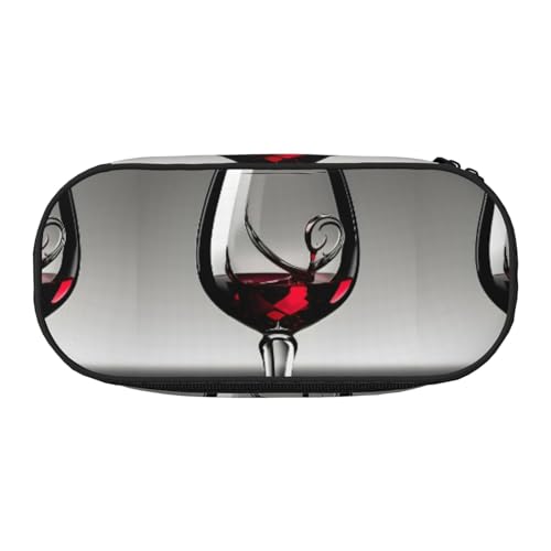 Zhuanyun Federmäppchen mit Weinglas-Druck, mit Reißverschlussfach, Schreibwaren-Federmäppchen, Bürobedarf, Aufbewahrungsbox von Zhuanyun