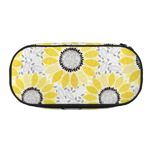 Zhuanyun Federmäppchen mit abstraktem Sonnenblumen-Druck, mit Reißverschlussfach, Schreibwaren-Federmäppchen, Bürobedarf, Aufbewahrungsbox von Zhuanyun