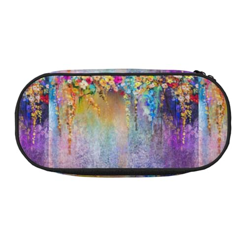 Zhuanyun Federmäppchen mit abstraktem lila weinenden Blumendruck, mit Reißverschlussfach, Schreibwaren-Federmäppchen, Bürobedarf-Aufbewahrungsbox von Zhuanyun