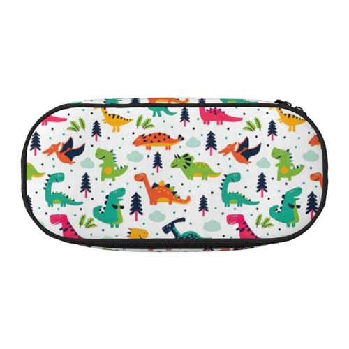 Zhuanyun Federmäppchen mit buntem Dinosaurier-Motiv, mit Reißverschlussfach, Schreibwaren-Federmäppchen, Bürobedarf, Aufbewahrungsbox von Zhuanyun
