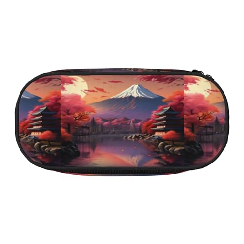 Zhuanyun Federmäppchen mit japanischem Fuji-Landschaftsdruck und Reißverschlussfach, Schreibwaren-Federmäppchen, Bürobedarf-Aufbewahrungsbox von Zhuanyun