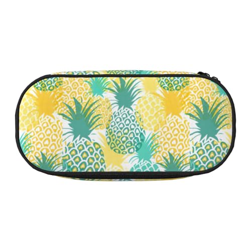 Zhuanyun Federmäppchen mit tropischem Ananas-Druck, mit Reißverschlussfach, Schreibwaren-Federmäppchen, Bürobedarf-Aufbewahrungsbox von Zhuanyun
