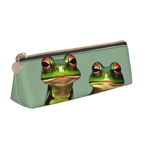 Zhuanyun Funny Green Frogs 1 Print Triangle Leather Stationery Storage Bag Multi-Functional Cosmetic Bag, Everyday Use von Zhuanyun
