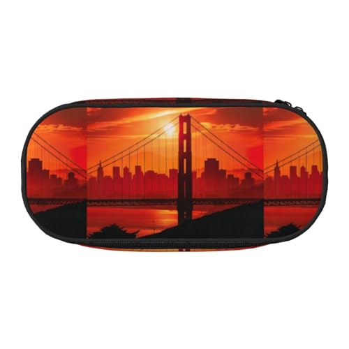 Zhuanyun Golden Gate Bridge Federmäppchen mit Reißverschlussfach, Schreibwaren-Federmäppchen, Bürobedarf, Aufbewahrungsbox von Zhuanyun
