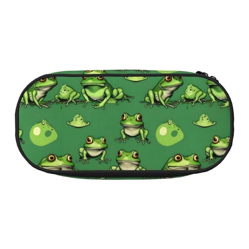Zhuanyun Lustiges Federmäppchen mit grünem Frösch-Aufdruck, mit Reißverschlussfach, Schreibwaren-Federmäppchen, Bürobedarf-Aufbewahrungsbox von Zhuanyun