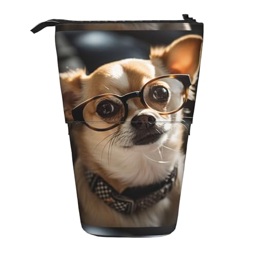 Zhuanyun Multifunktionale Aufbewahrungstasche mit Chihuahua-Hundebrille-Aufdruck, Make-up-Tasche, stilvolle und multifunktionale Tasche von Zhuanyun