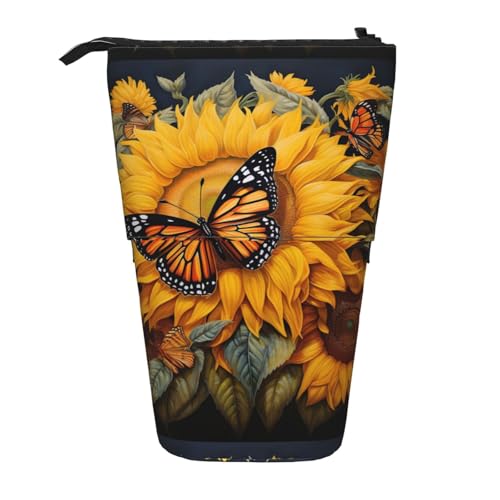 Zhuanyun Multifunktionale Aufbewahrungstasche mit Sonnenblumen-Schmetterlings-Aufdruck, Make-up-Tasche, stilvolle und multifunktionale Tasche von Zhuanyun