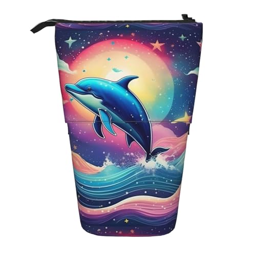 Zhuanyun Multifunktionale Aufbewahrungstasche mit buntem Sternenhimmel, Ozean, Delfin-Druck, Make-up-Tasche, Geldbörse, stilvolle und multifunktionale Tasche von Zhuanyun