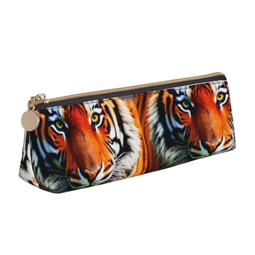 Zhuanyun Tiger Stripes Orange Pattern Print Triangle Leather Stationery Storage Bag Multi-Functional Cosmetic Bag Everyday Use von Zhuanyun