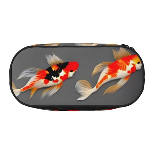 Zhuanyun Traditionelles Federmäppchen mit Koi-Karpfen mit Punkten, mit Reißverschlussfach, Schreibwaren-Federmäppchen, Bürobedarf-Aufbewahrungsbox von Zhuanyun