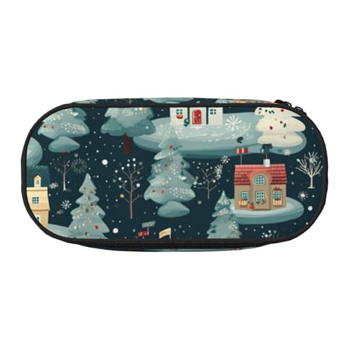 Zhuanyun Warmes Federmäppchen mit Weihnachtsmotiv und Reißverschlussfach, Schreibwaren-Federmäppchen, Bürobedarf-Aufbewahrungsbox von Zhuanyun