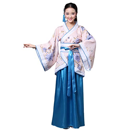 Zhuhaixmy Uralt Damen Traditionell Kostüm - Vintage Hanfu Kleid Tang Anzug Bühnenperformance Kleidung (Blau,54) von Zhuhaixmy