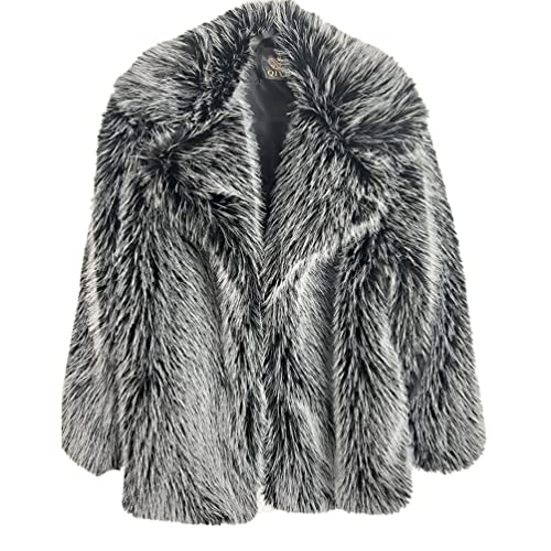 ZhuiKun Damen Kunstpelz Mantel Faux Pelz Winterjacke Kunstfell Trenchcoat Dicker Warme Oberbekleidung Parka Strickjacke - Silber Grau, S von ZhuiKun