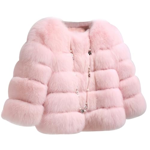 ZhuiKun Damen Kunstpelz Mantel Kurzer Faux Pelz Winterjacke Kunstfell Oberbekleidung Einfarbig Dicker Parka Wintermantel - Stil 17, 4XL von ZhuiKun