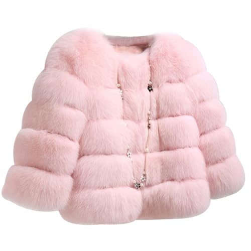 ZhuiKun Damen Kunstpelz Mantel Kurzer Faux Pelz Winterjacke Kunstfell Oberbekleidung Einfarbig Dicker Parka Wintermantel - Stil 17, L von ZhuiKun