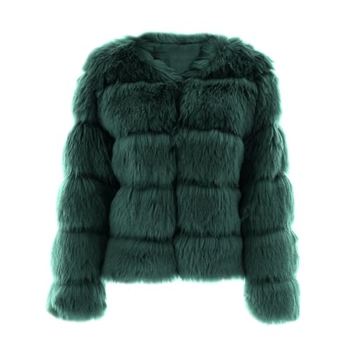 ZhuiKun Damen Kunstpelz Mantel Kurzer Faux Pelz Winterjacke Kunstfell Oberbekleidung Einfarbig Dicker Parka Wintermantel - Stil 20, 4XL von ZhuiKun