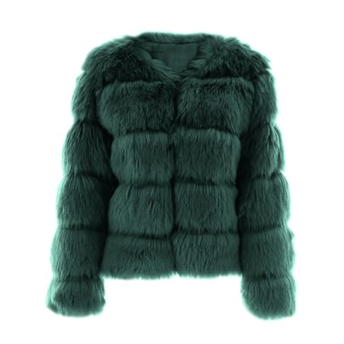 ZhuiKun Damen Kunstpelz Mantel Kurzer Faux Pelz Winterjacke Kunstfell Oberbekleidung Einfarbig Dicker Parka Wintermantel - Stil 20, L von ZhuiKun