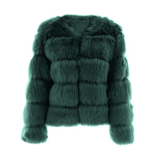ZhuiKun Damen Kunstpelz Mantel Kurzer Faux Pelz Winterjacke Kunstfell Oberbekleidung Einfarbig Dicker Parka Wintermantel - Stil 20, XL von ZhuiKun
