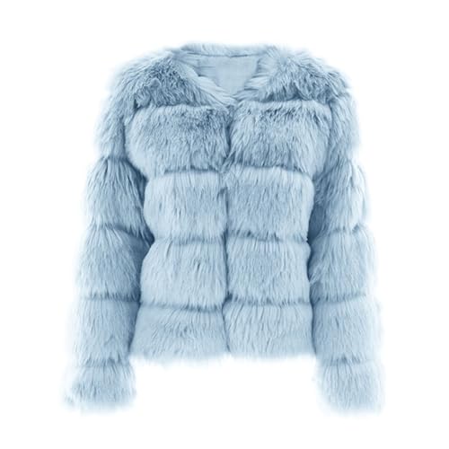 ZhuiKun Damen Kunstpelz Mantel Kurzer Faux Pelz Winterjacke Kunstfell Oberbekleidung Einfarbig Dicker Parka Wintermantel - Stil 21, L von ZhuiKun