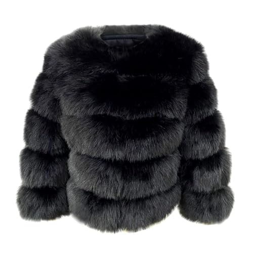ZhuiKun Damen Kunstpelz Mantel Kurzer Faux Pelz Winterjacke Kunstfell Oberbekleidung Einfarbig Dicker Parka Wintermantel - Stil 4, XXL von ZhuiKun