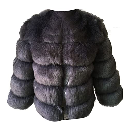 ZhuiKun Damen Kunstpelz Mantel Kurzer Faux Pelz Winterjacke Kunstfell Oberbekleidung Einfarbig Dicker Parka Wintermantel - Stil 6, 3XL von ZhuiKun