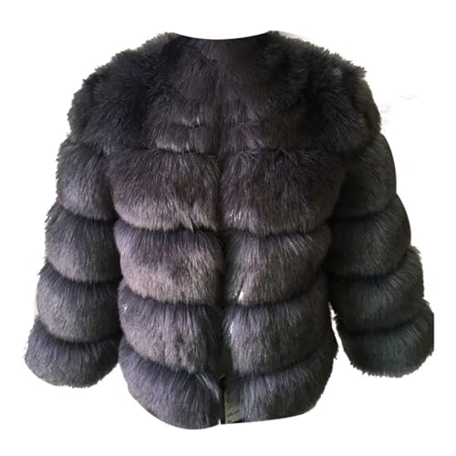 ZhuiKun Damen Kunstpelz Mantel Kurzer Faux Pelz Winterjacke Kunstfell Oberbekleidung Einfarbig Dicker Parka Wintermantel - Stil 6, L von ZhuiKun