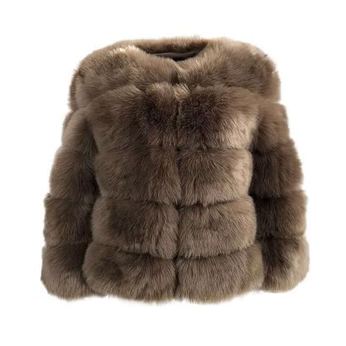 ZhuiKun Damen Kunstpelz Mantel Kurzer Faux Pelz Winterjacke Kunstfell Oberbekleidung Einfarbig Dicker Parka Wintermantel - Stil 9, XL von ZhuiKun
