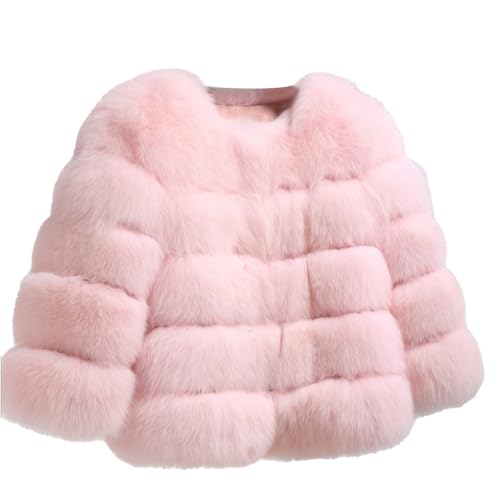 ZhuiKun Damen Kunstpelz Mantel Kurzer Faux Pelz Winterjacke Kunstfell Outwear Übergangsjacke Dicker Parka Wintermantel - Dunkelrosa, 5XL von ZhuiKun