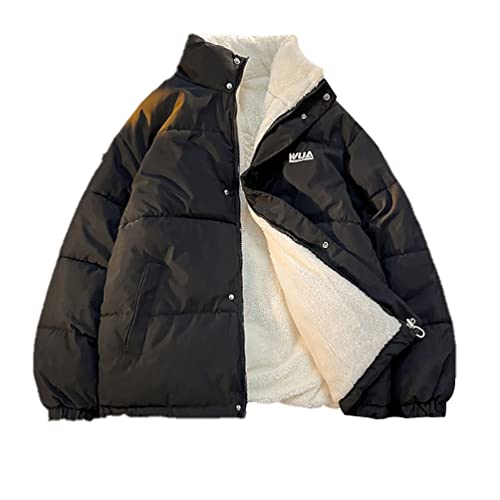 ZhuiKun Herren Jacken Doppelseitige Steppjacke Wende Winterjacke Steppmantel mit Stehkragen Daunenjacke Warme Gefüttert Parka - Schwarz, L von ZhuiKun