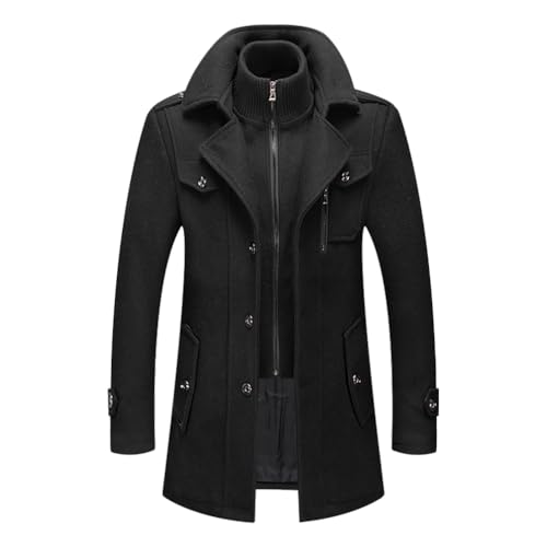 ZhuiKun Herren Wintermantel Warm Wollmantel Winter Jacke Herrenmantel mit Stehkragen Business Kurzmantel Freizeit Peacoat Trenchcoat von ZhuiKun