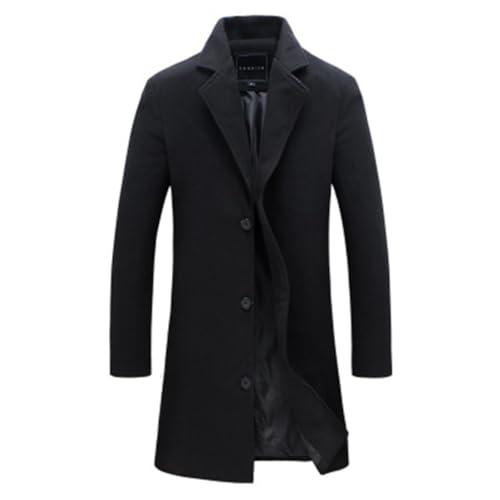 ZhuiKun Herren Mantel Lange Trenchcoat Slim Fit Wintermantel Einreiher Business Overcoat Revers Herrenmantel Winterjacke mit Taschen von ZhuiKun