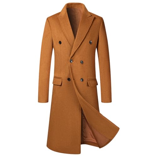 ZhuiKun Herren Wolle Mantel Lange Trenchcoat Slim Fit Winter Kerbkragen Jacke Zweireihig Business Overcoat Wintermantel Übergangsjacke von ZhuiKun