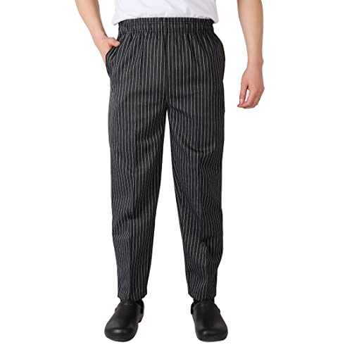 ZhuiKun Kochhose Herren Damen Bundhose Gestreift Bäckerhosen Hotelküche Elastische Taille Arbeitshose mit Tasche, Kordelzug- Zebra Druck, XXL von ZhuiKun