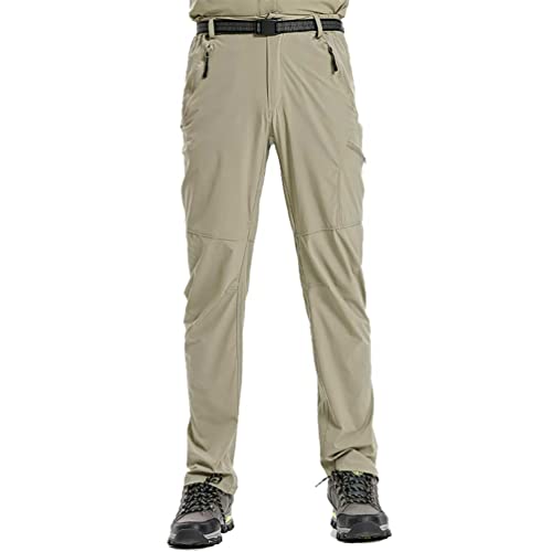 ZhuiKun Leicht Wanderhose Herren Schnell Trockend Leicht Trekkinghose Outdoorhose mit Reißverschluss-Taschen - Helles Armeegrün, 3XL von ZhuiKun