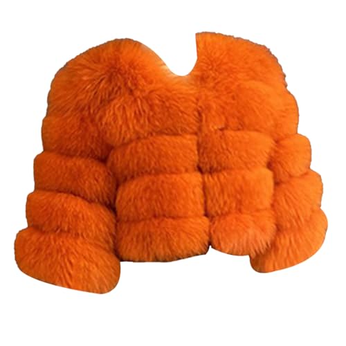 ZhuiKun Mädchen Kunstpelz Mantel Kinder Faux Fellmantel Winterjacke Kunstfell Outwear Wintermantel Warm Jacke - Orange, 160 von ZhuiKun