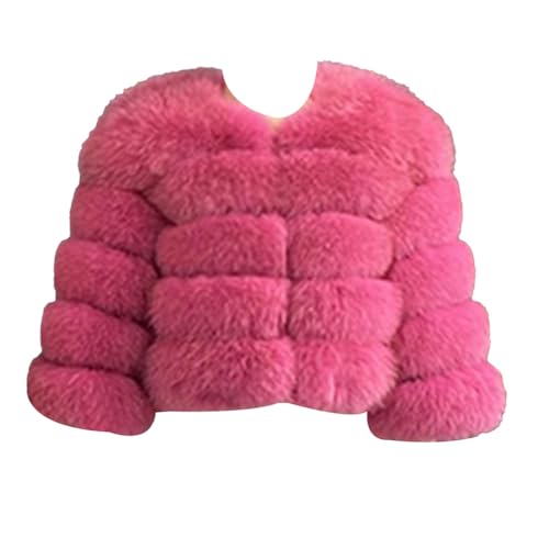 ZhuiKun Mädchen Kunstpelz Mantel Kinder Faux Fellmantel Winterjacke Kunstfell Outwear Wintermantel Warm Jacke - Rose, 160 von ZhuiKun