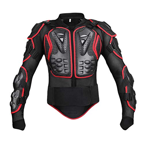 ZhuiKun Motorradjacke Herren Damen, Rückenprotektor Motorradbekleidung Motocross Protektoren Jacke Protektorenhemd (Schwarz Rot, 4XL) von ZhuiKun