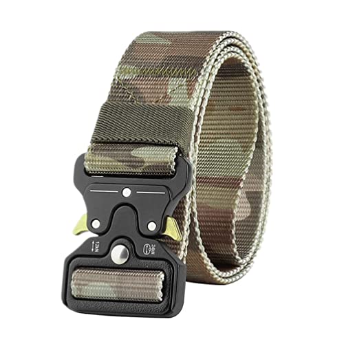 ZhuiKun Unisex Taktischer Nylon Canvas Gürtel mit Schnellspanner Metallschnalle Verstellbare Militär Band - Dschungeltarnung,125cm von ZhuiKun