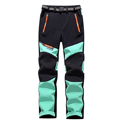 ZhuiKun Unisex Wanderhose Wasserdicht Softshellhose Outdoorhose Winddicht Warm Gefüttert Skihose Snowboardhose Winter Trekkinghose - Hellgrün (Damen), M von ZhuiKun