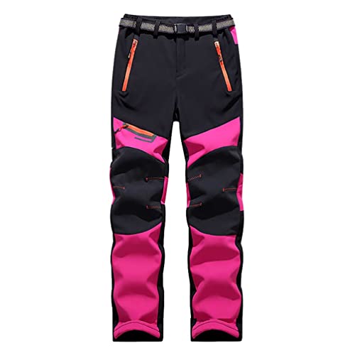 ZhuiKun Unisex Wanderhose Wasserdicht Softshellhose Outdoorhose Winddicht Warm Gefüttert Skihose Snowboardhose Winter Trekkinghose - Rose (Damen), M von ZhuiKun